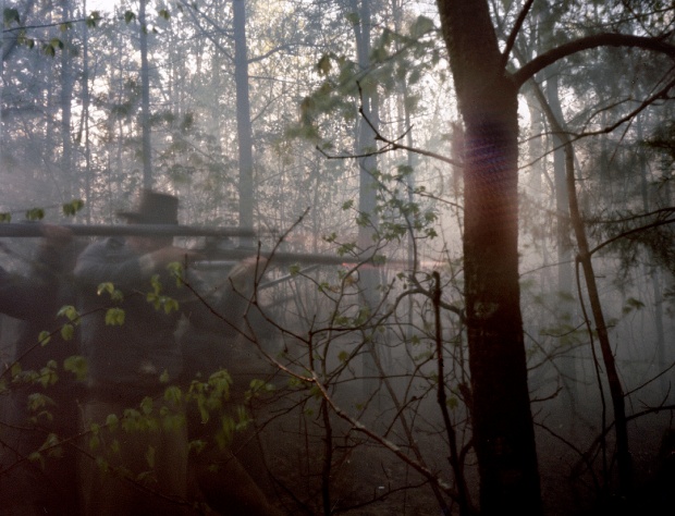 Reenactors in the dense forests of Mosley Virginia, 2014