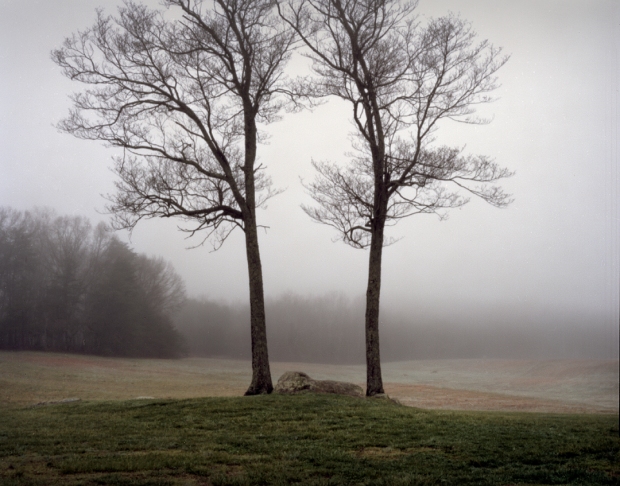 Morning fog shrouds the battlefield at Sailor's Creek. 